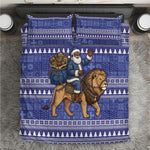 Nigeria Christmas Santa West African Lion Bedding Set Adire Indigo Resist Dye Motifs