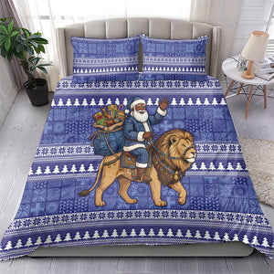 Nigeria Christmas Santa West African Lion Bedding Set Adire Indigo Resist Dye Motifs
