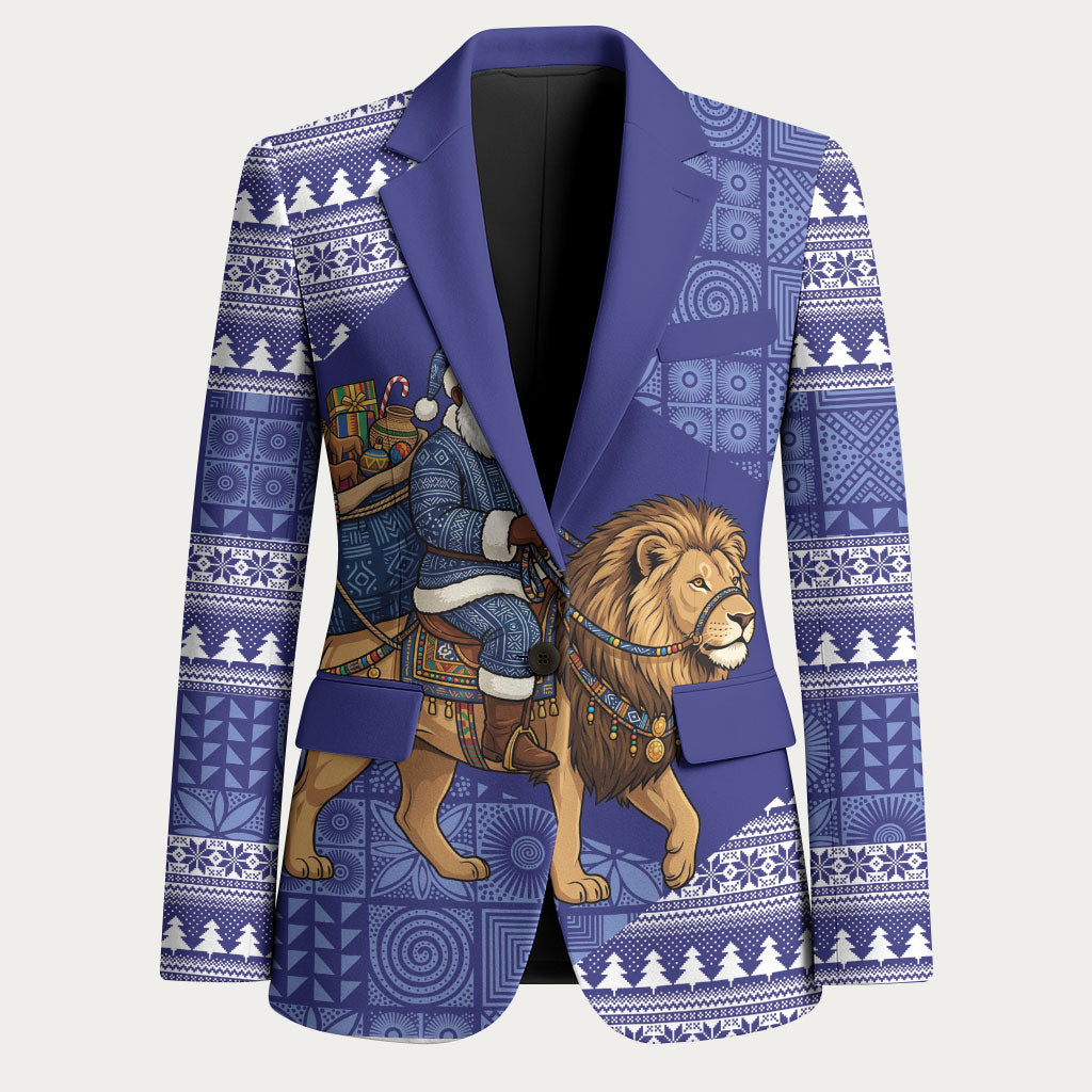 Nigeria Christmas Santa West African Lion Blazer Adire Indigo Resist Dye Motifs