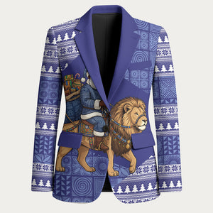 Nigeria Christmas Santa West African Lion Blazer Adire Indigo Resist Dye Motifs