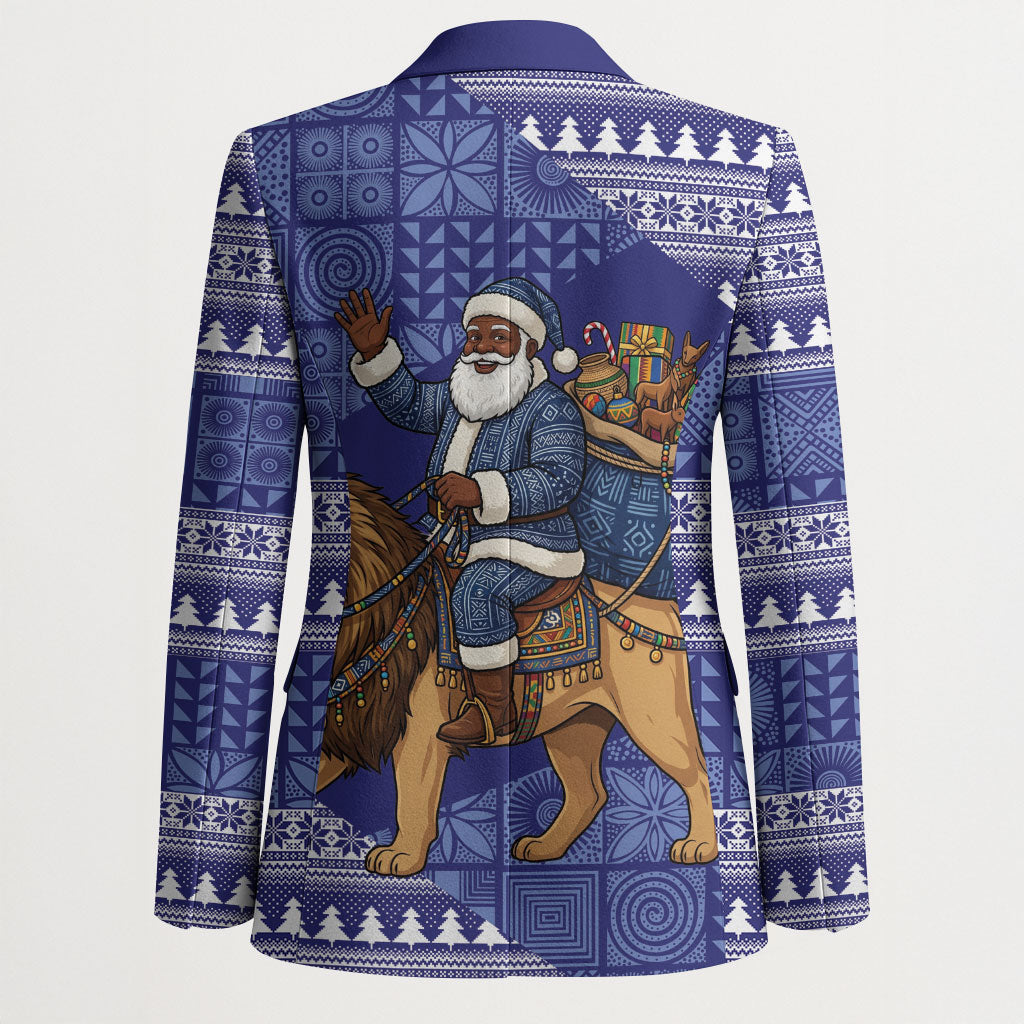 Nigeria Christmas Santa West African Lion Blazer Adire Indigo Resist Dye Motifs