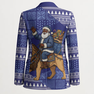 Nigeria Christmas Santa West African Lion Blazer Adire Indigo Resist Dye Motifs