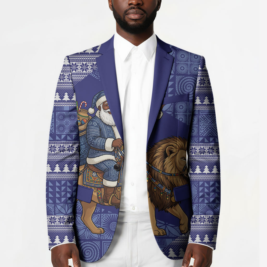 Nigeria Christmas Santa West African Lion Blazer Adire Indigo Resist Dye Motifs
