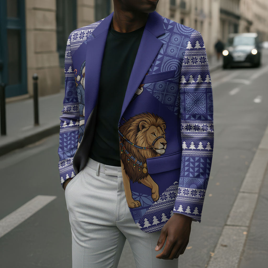 Nigeria Christmas Santa West African Lion Blazer Adire Indigo Resist Dye Motifs