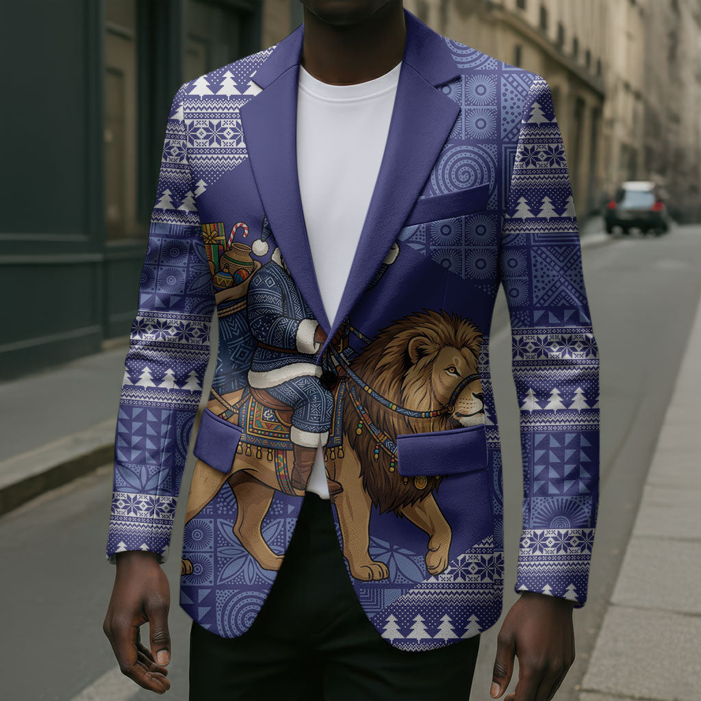 Nigeria Christmas Santa West African Lion Blazer Adire Indigo Resist Dye Motifs