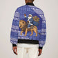 Nigeria Christmas Santa West African Lion Bomber Jacket Adire Indigo Resist Dye Motifs