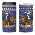Nigeria Christmas Santa West African Lion 4 in 1 Can Cooler Tumbler Adire Indigo Resist Dye Motifs