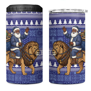 Nigeria Christmas Santa West African Lion 4 in 1 Can Cooler Tumbler Adire Indigo Resist Dye Motifs