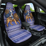 Nigeria Christmas Santa West African Lion Car Seat Cover Adire Indigo Resist Dye Motifs