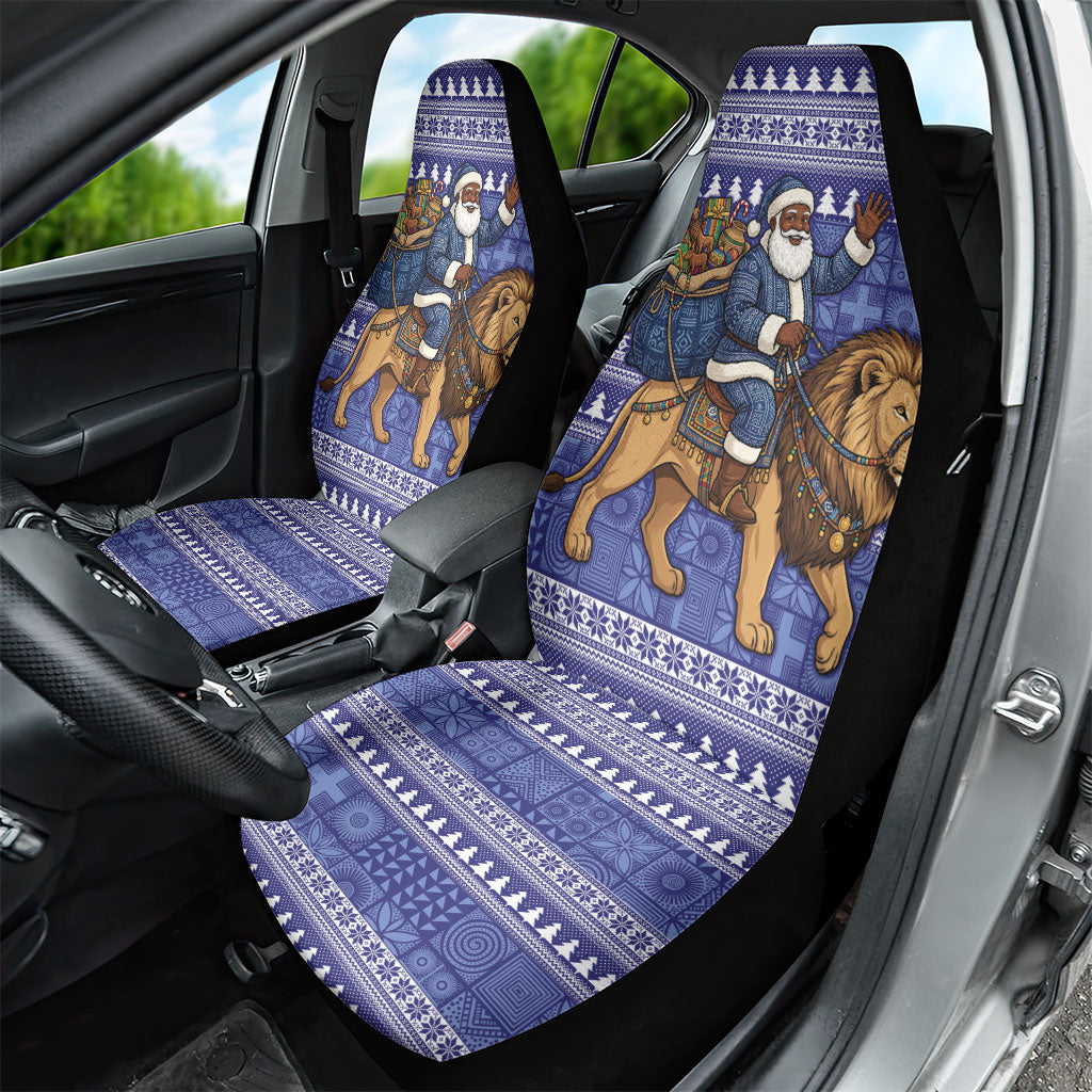 Nigeria Christmas Santa West African Lion Car Seat Cover Adire Indigo Resist Dye Motifs
