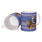 Nigeria Christmas Santa West African Lion Ceramic Mug Adire Indigo Resist Dye Motifs