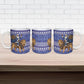 Nigeria Christmas Santa West African Lion Ceramic Mug Adire Indigo Resist Dye Motifs
