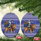Nigeria Christmas Santa West African Lion Ceramic Ornament Adire Indigo Resist Dye Motifs