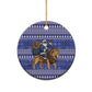Nigeria Christmas Santa West African Lion Ceramic Ornament Adire Indigo Resist Dye Motifs