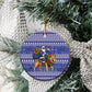 Nigeria Christmas Santa West African Lion Ceramic Ornament Adire Indigo Resist Dye Motifs