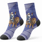 Nigeria Christmas Santa West African Lion Crew Socks Adire Indigo Resist Dye Motifs