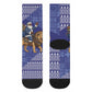 Nigeria Christmas Santa West African Lion Crew Socks Adire Indigo Resist Dye Motifs