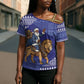 Nigeria Christmas Santa West African Lion Cross Shoulder Shirt Adire Indigo Resist Dye Motifs