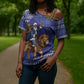 Nigeria Christmas Santa West African Lion Cross Shoulder Shirt Adire Indigo Resist Dye Motifs