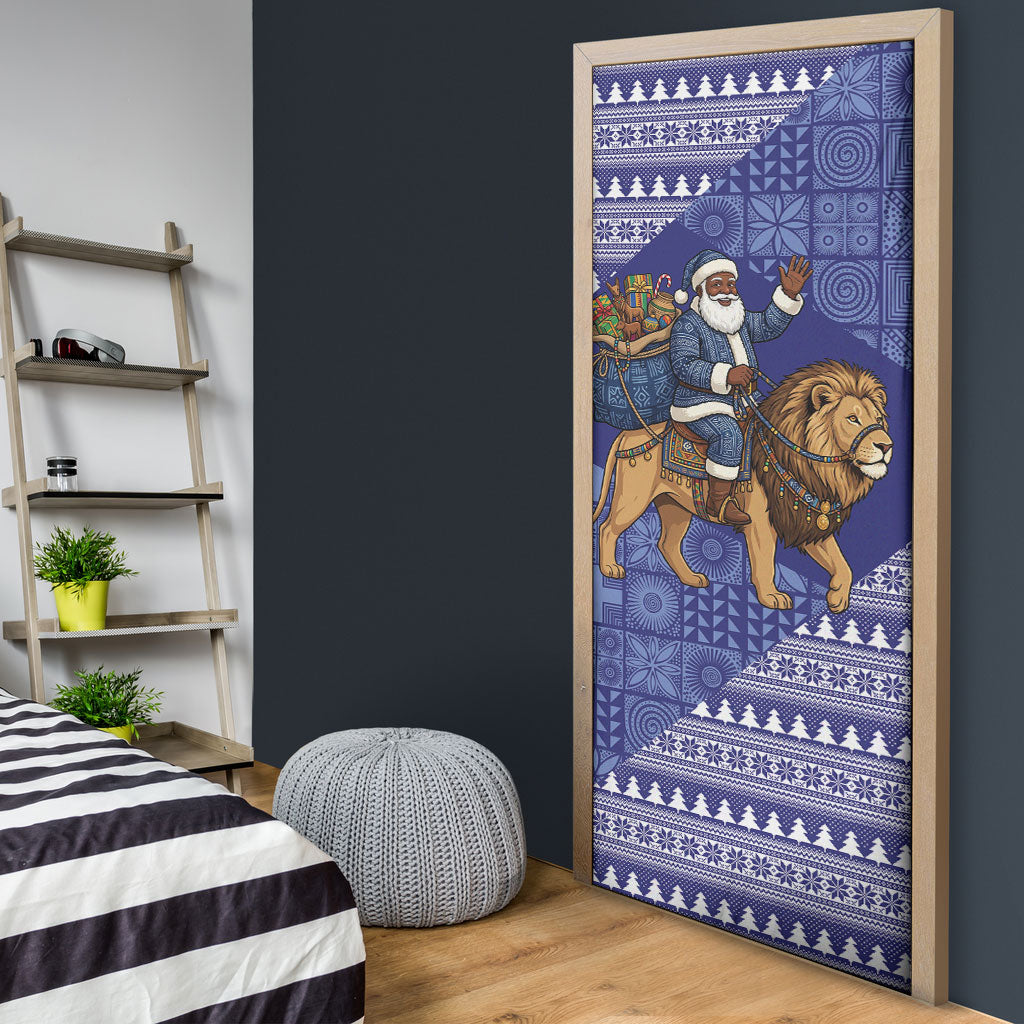Nigeria Christmas Santa West African Lion Door Cover Adire Indigo Resist Dye Motifs