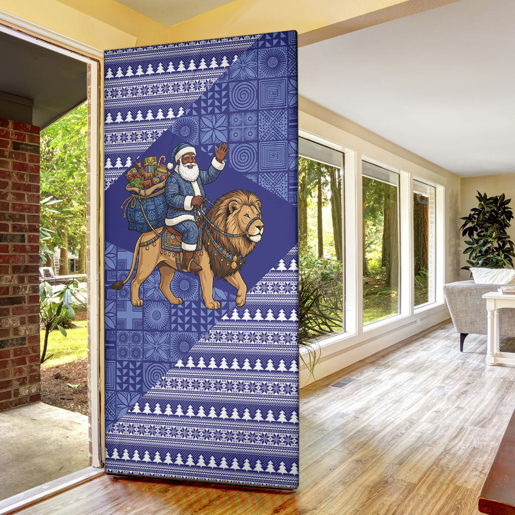 Nigeria Christmas Santa West African Lion Door Cover Adire Indigo Resist Dye Motifs