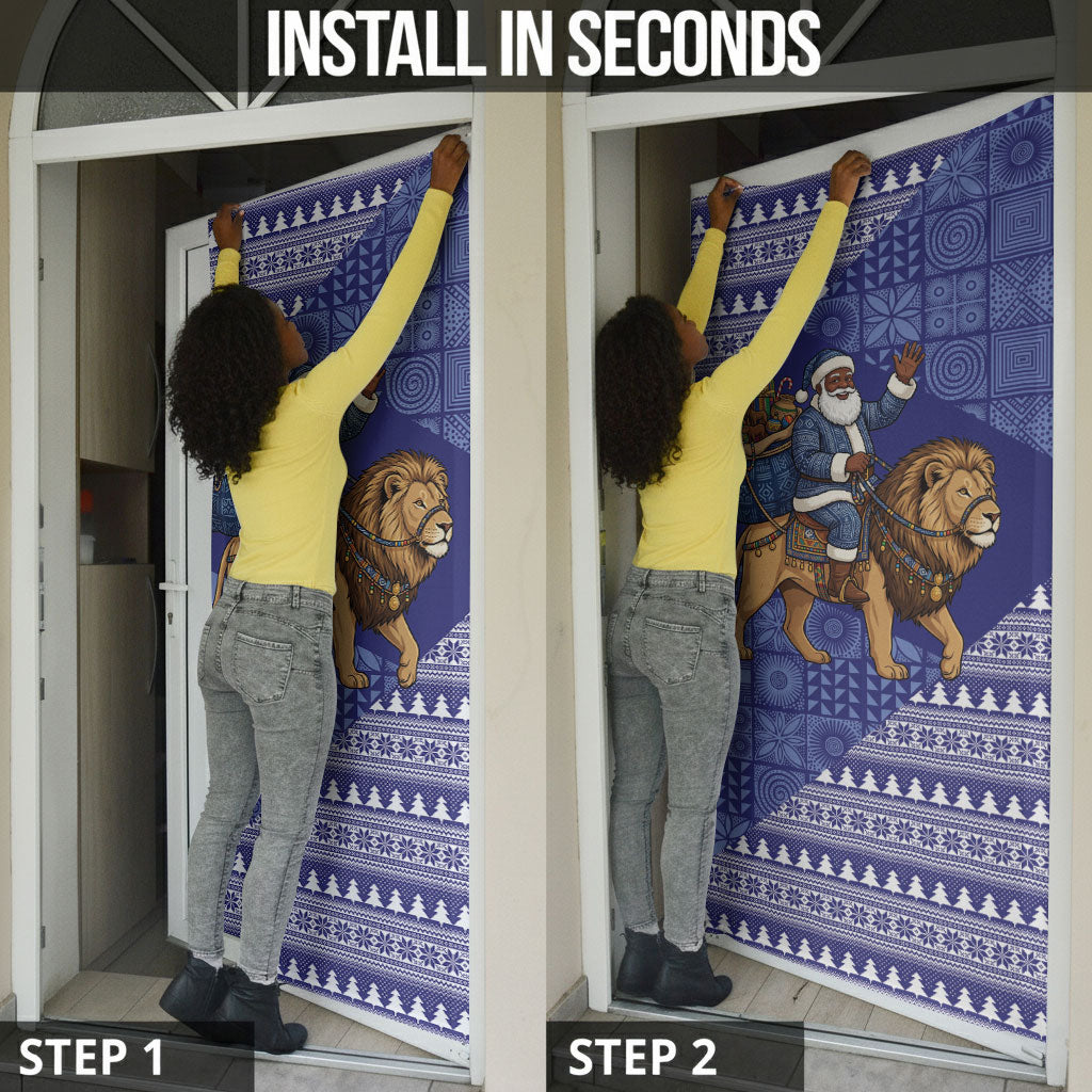 Nigeria Christmas Santa West African Lion Door Cover Adire Indigo Resist Dye Motifs