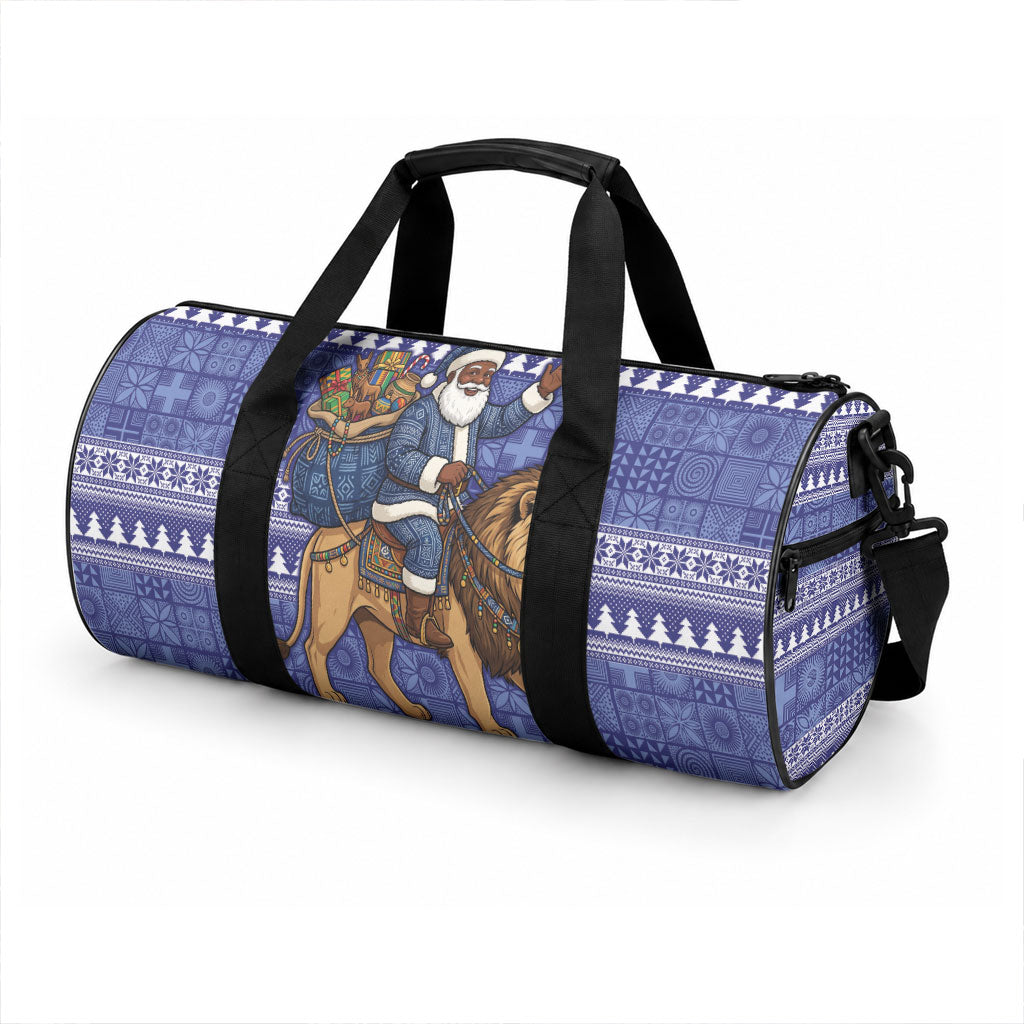 Nigeria Christmas Santa West African Lion Duffle Bag Adire Indigo Resist Dye Motifs