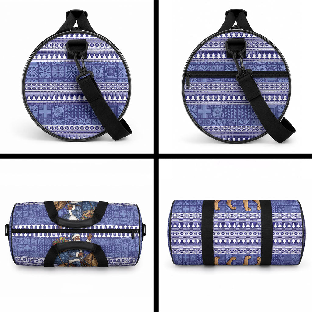 Nigeria Christmas Santa West African Lion Duffle Bag Adire Indigo Resist Dye Motifs