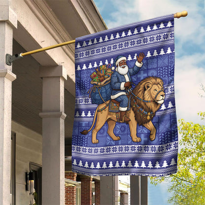 Nigeria Christmas Santa West African Lion Garden Flag Adire Indigo Resist Dye Motifs