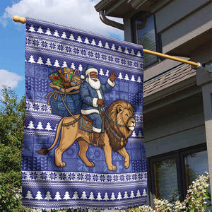 Nigeria Christmas Santa West African Lion Garden Flag Adire Indigo Resist Dye Motifs