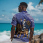 Nigeria Christmas Santa West African Lion Hawaiian Shirt Adire Indigo Resist Dye Motifs