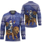 Nigeria Christmas Santa West African Lion Hockey Jersey Adire Indigo Resist Dye Motifs