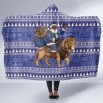 Nigeria Christmas Santa West African Lion Hooded Blanket Adire Indigo Resist Dye Motifs