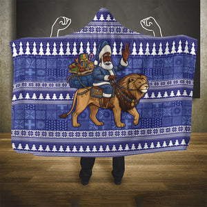 Nigeria Christmas Santa West African Lion Hooded Blanket Adire Indigo Resist Dye Motifs
