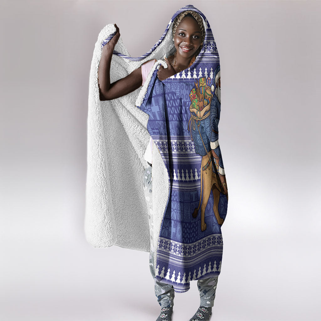 Nigeria Christmas Santa West African Lion Hooded Blanket Adire Indigo Resist Dye Motifs