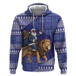 Nigeria Christmas Santa West African Lion Hoodie Adire Indigo Resist Dye Motifs