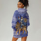 Nigeria Christmas Santa West African Lion Hoodie Dress Adire Indigo Resist Dye Motifs