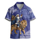Nigeria Christmas Santa West African Lion Kid Hawaiian Shirt Adire Indigo Resist Dye Motifs