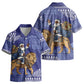 Nigeria Christmas Santa West African Lion Kid Hawaiian Shirt Adire Indigo Resist Dye Motifs