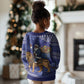 Nigeria Christmas Santa West African Lion Kid Ugly Christmas Sweater Adire Indigo Resist Dye Motifs