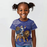 Nigeria Christmas Santa West African Lion Kid T shirt Adire Indigo Resist Dye Motifs