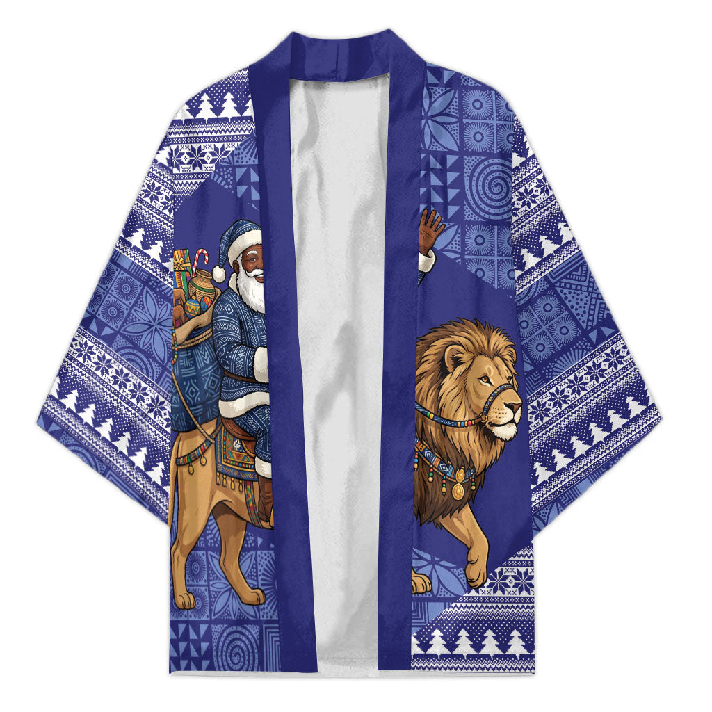 Nigeria Christmas Santa West African Lion Kimono Adire Indigo Resist Dye Motifs