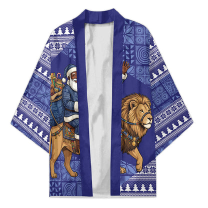 Nigeria Christmas Santa West African Lion Kimono Adire Indigo Resist Dye Motifs