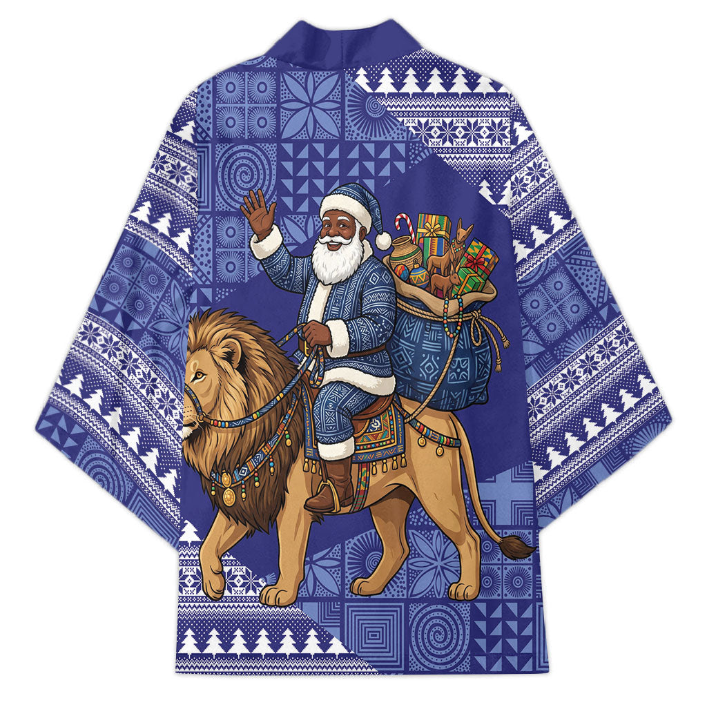 Nigeria Christmas Santa West African Lion Kimono Adire Indigo Resist Dye Motifs