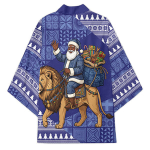 Nigeria Christmas Santa West African Lion Kimono Adire Indigo Resist Dye Motifs