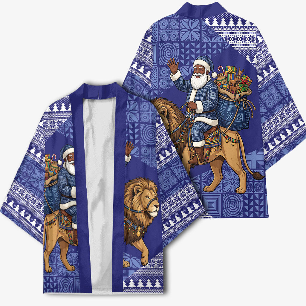 Nigeria Christmas Santa West African Lion Kimono Adire Indigo Resist Dye Motifs