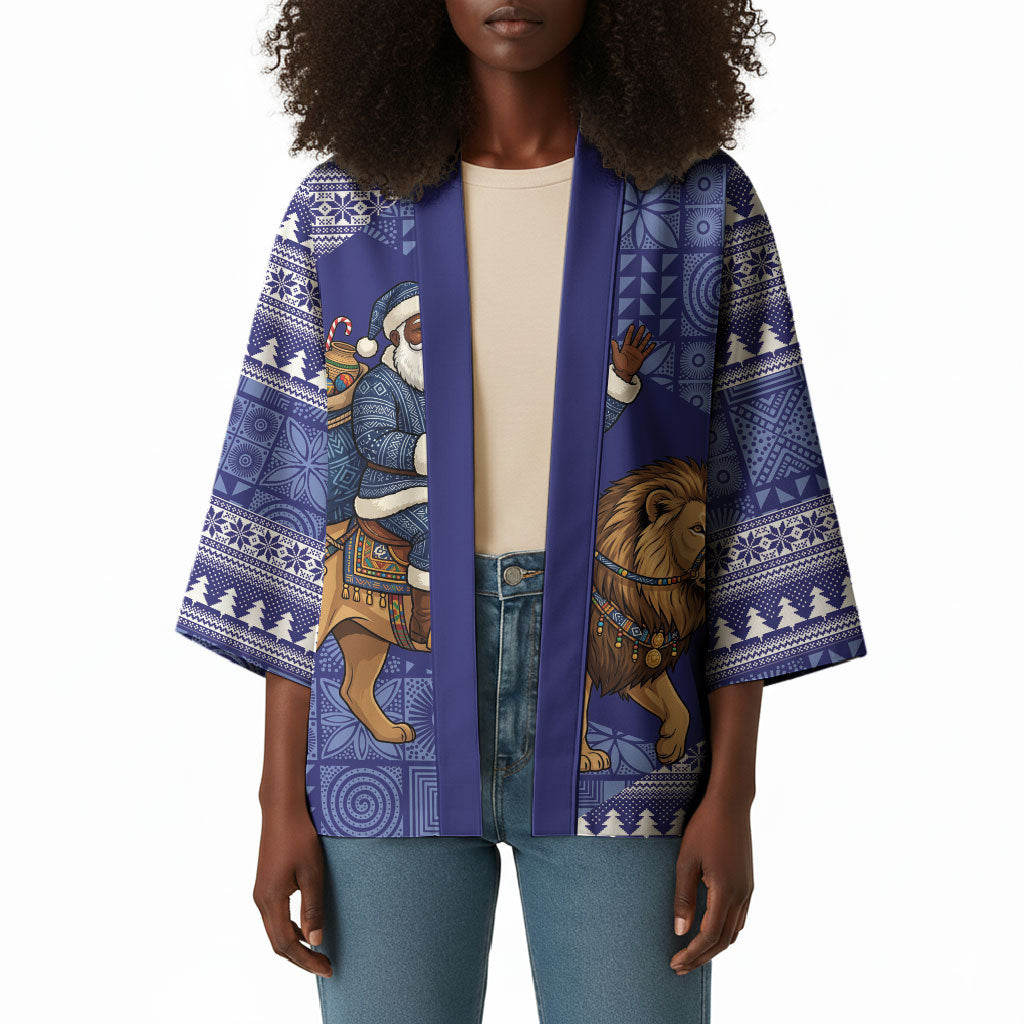 Nigeria Christmas Santa West African Lion Kimono Adire Indigo Resist Dye Motifs
