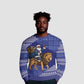 Nigeria Christmas Santa West African Lion Ugly Christmas Sweater Adire Indigo Resist Dye Motifs