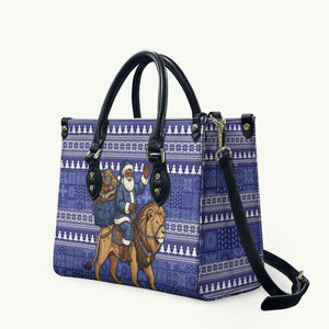 Nigeria Christmas Santa West African Lion Leather Bag Adire Indigo Resist Dye Motifs