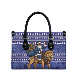 Nigeria Christmas Santa West African Lion Leather Bag Adire Indigo Resist Dye Motifs